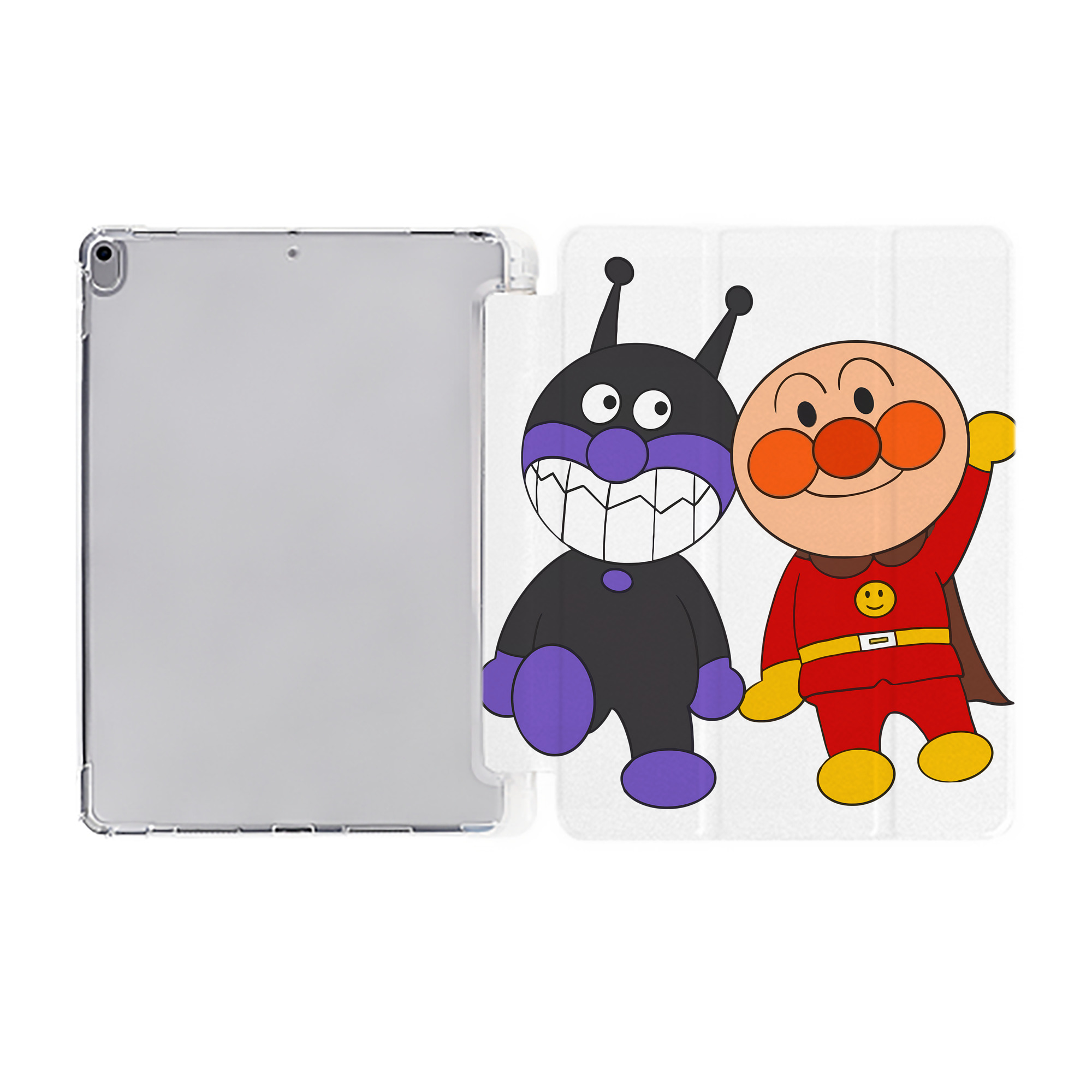 （画像用） アンパンマン Anpanman IPad ケース ペン収納付き 三つ折りスタンド PUレザー×シリコン 対応機種9.5/10.5/10.9インチ